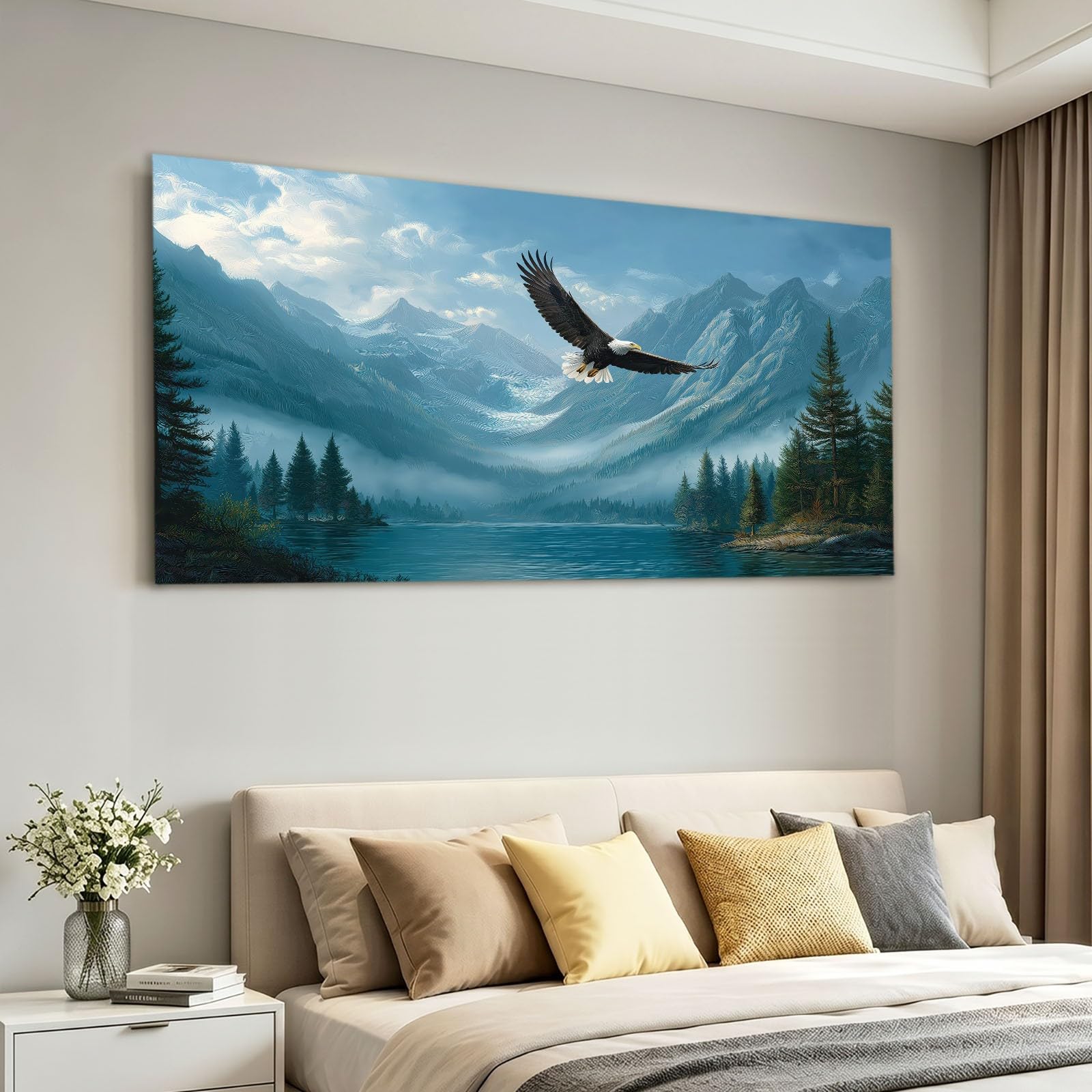 Zwierzę, bielik, obrazy ścienne do salonu, 120 l x 80 W, naturalny śnieg, płótno, dekoracja ścienna, Aesthetic, sypialnia, łazienka, biuro, jadalnia, korytarz, kuchnia, dekoracja pokoju