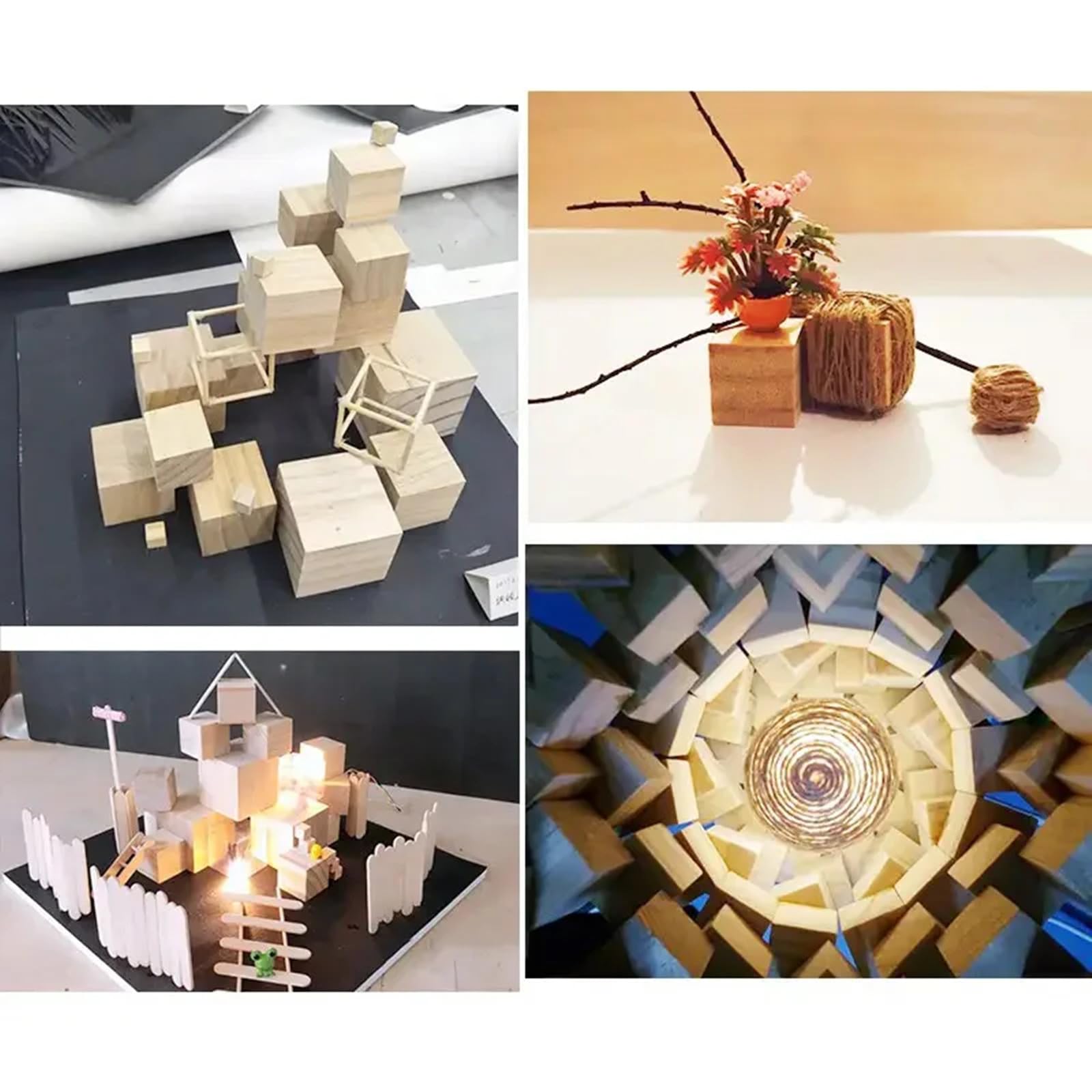 20 PZ Cubi di Legno Grezzi, 4,6 cm Blocchi Quadrati di Legno Naturale Vuoti per Artigianato, Intaglio e Progetti Fai da Te