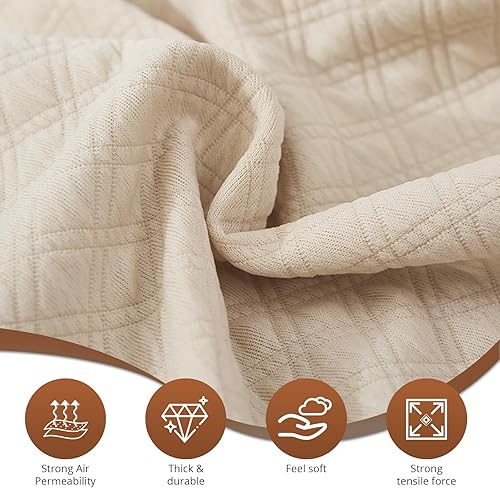 Miniatura 7 de Funda elástica impermeable para sofá con reposabrazos, funda protectora contra manchas con forro (beige, 2 asientos (57 a 70 pulgadas)