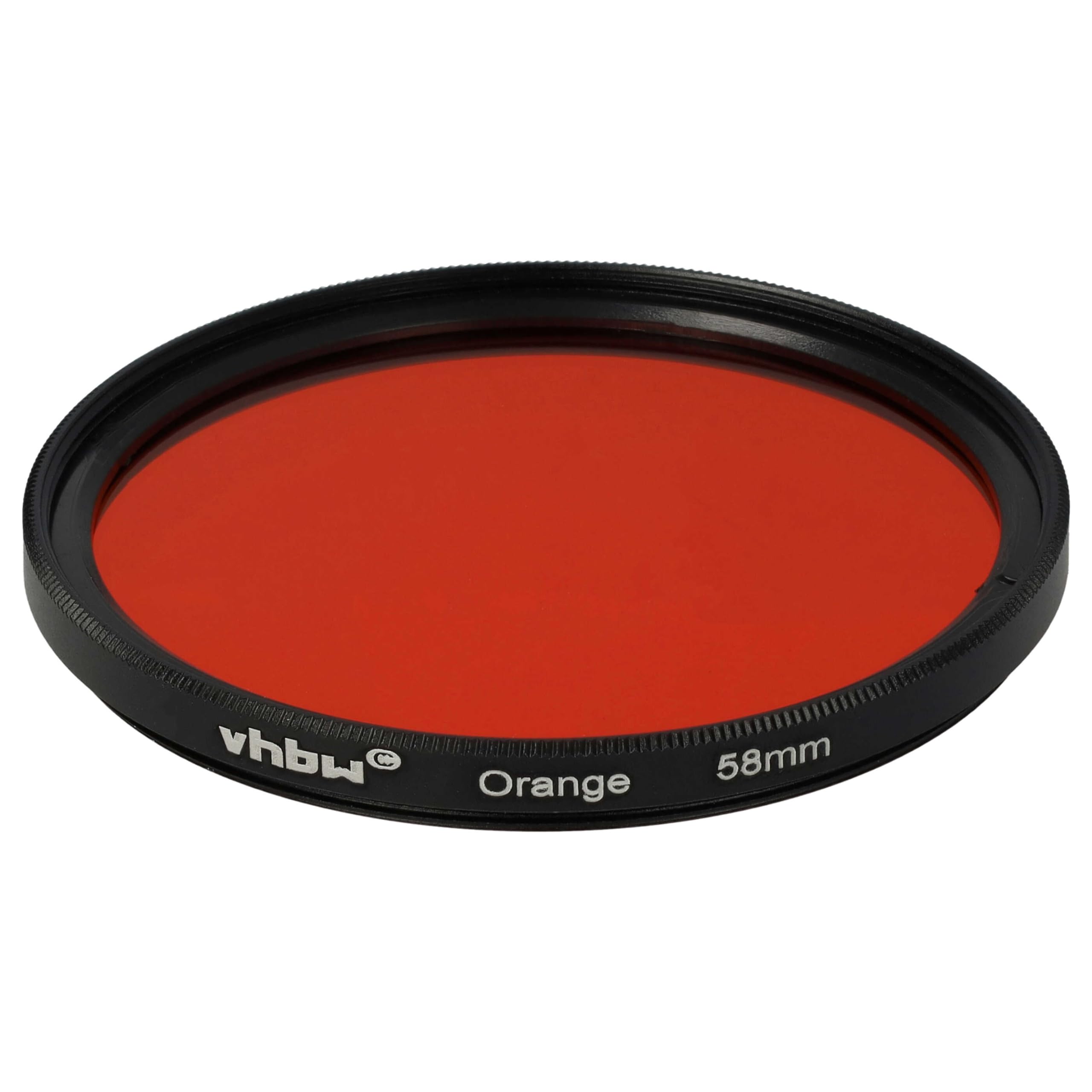 vhbw Uniwersalny kolorowy filtr pomarańczowy do obiektywów aparatu z gwintem filtra 58 mm - pomarańczowy filtr