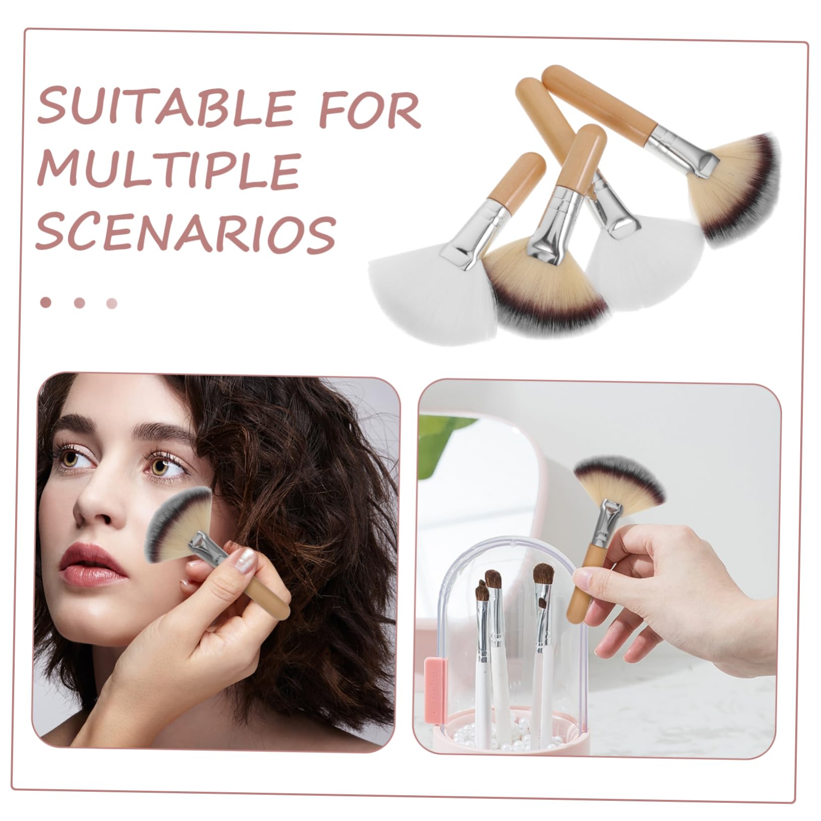 HAPINARY Makeup Tools Set 4pcs Face Makeup Brush for Facials Soft and Denser Nylon Hair No Shedding