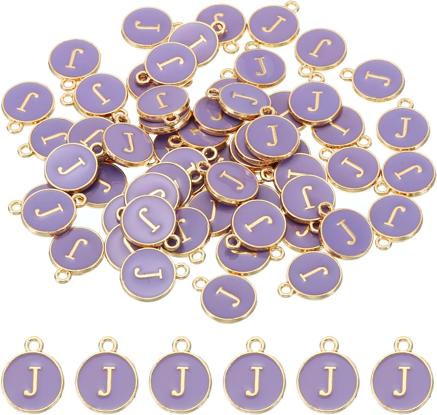 PATIKIL Letter Charm, 60Pcs Double Sided Alphabet Initial Charm Pendants Beads Enamel Charm for Bracelet Necklace Earring DIY Jewelry Making, Purple