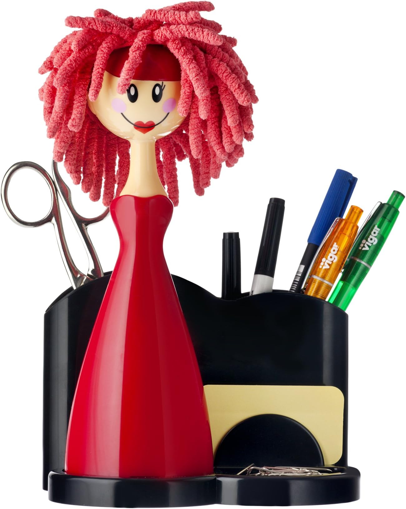 Vigar Casa Brush OFICINA Doll with Red Holder, Pen Set Office Black