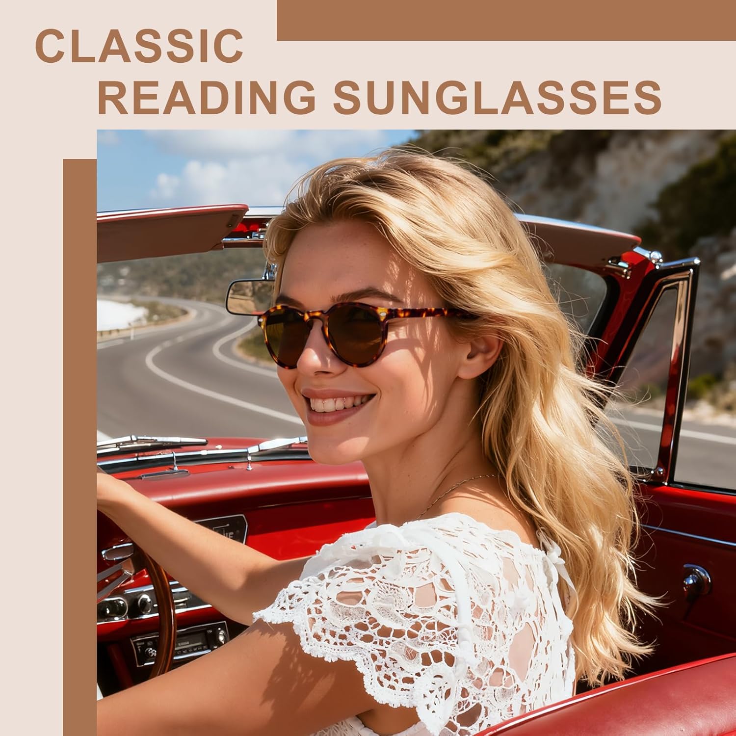 Round Sun Readers for Men & Women, Full Lens Reading Sunglasses with UV400 Protection & Spring Hinge - Image 2