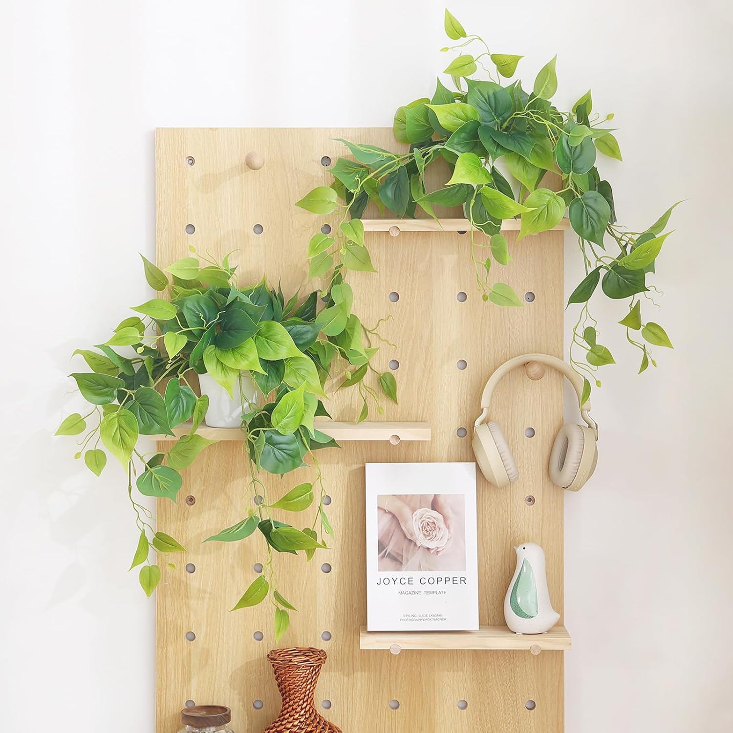 Tiita 2 Pack Fake Plants Artificial Scindapsus Aureus in Pots, Realistic Fake Greenery Potted Plants for Home Office Desk Window Sill Bathroom Bedroom Outdoor Indoor