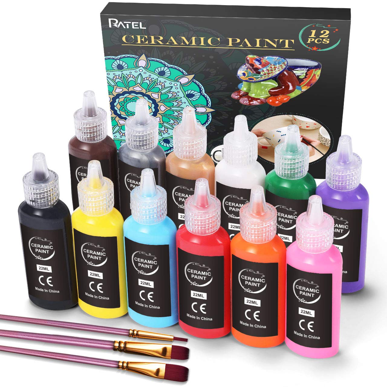 Buy RATEL Ceramic Paint Set, 12 x 22ml Water Resistant Porcelain Paint