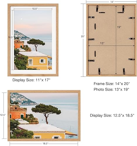 Miniatura 10 de Axeman Portarretratos de 11 x 14 pulgadas con paspartú para fotos de 8 x 10 pulgadas, de madera maciza de roble con vidrio templado, marco de fotos