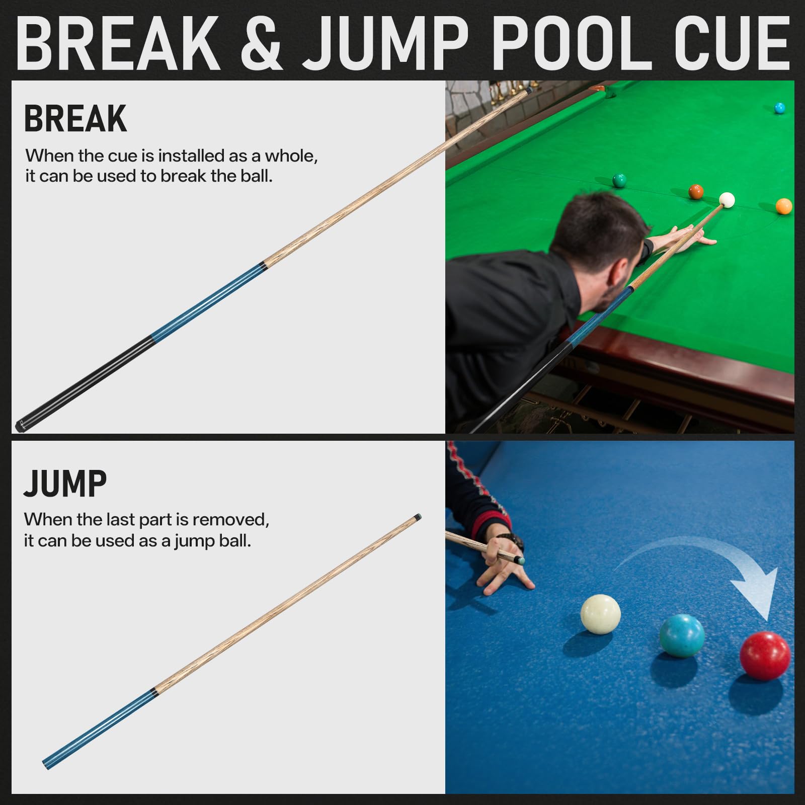 Kmise Break Jump Stecca, 652 g, 708,7 g, 783,8 g, Bastone da Biliardo per Pause esplosive e salti Senza Sforzo, Stecca da Biliardo Pesante con Punta PRO da 14 mm