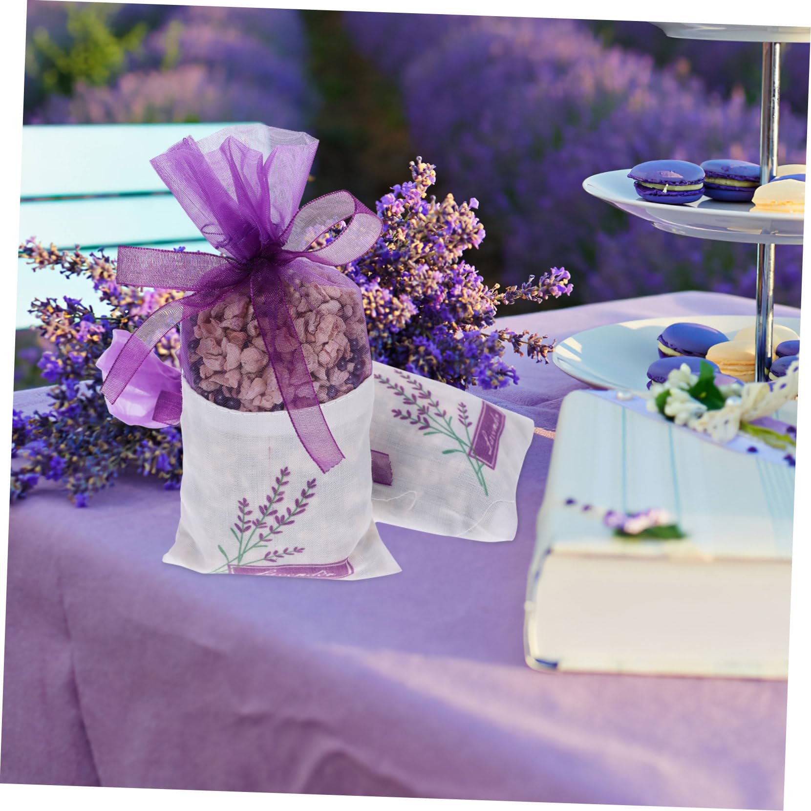 Healeved 3 Sets Lavendelsäckchen mit Kordelzug Blumenmuster für Hochzeitsbevorzugungen Süßigkeiten Teebeutel Beutel Stück * 3