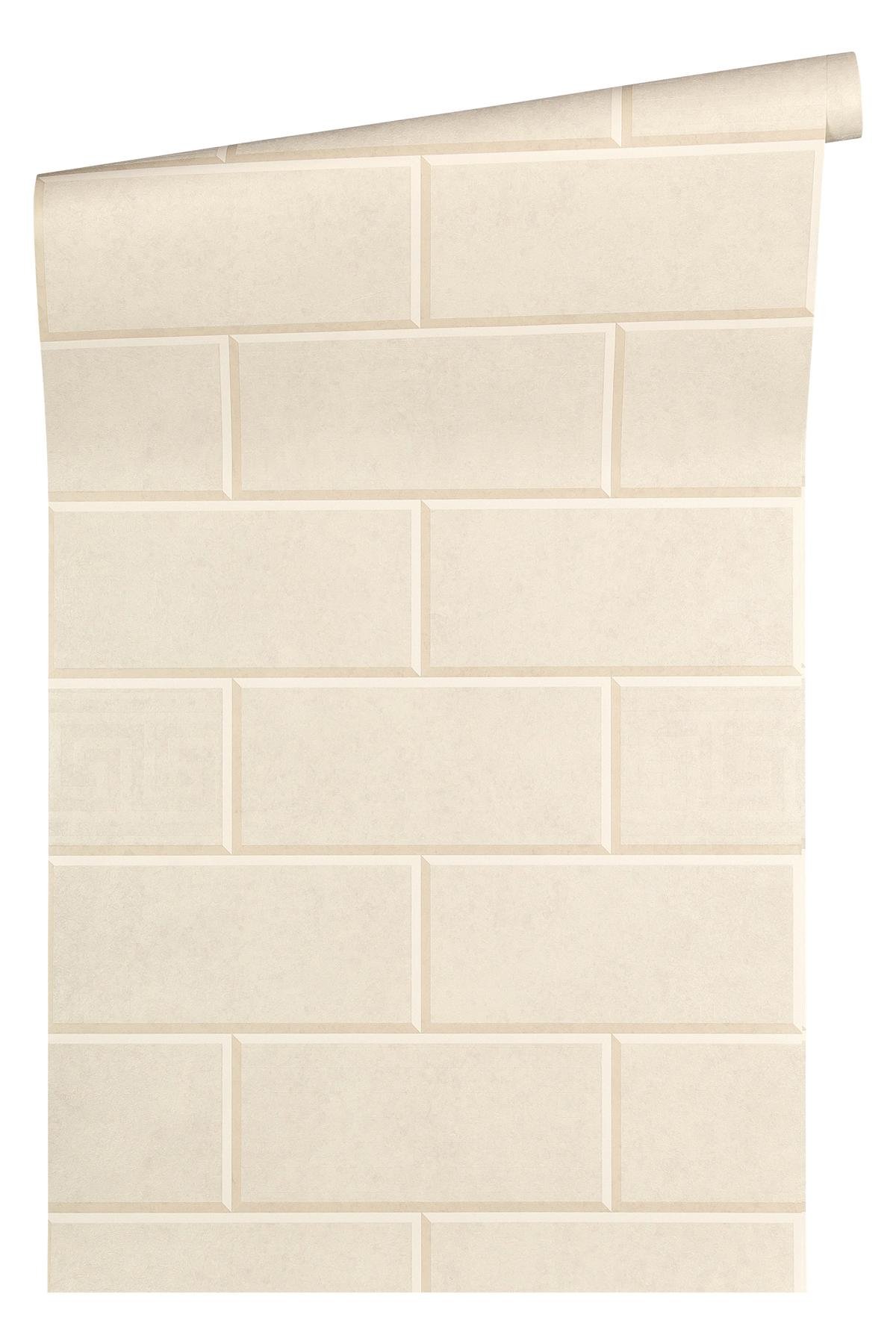 Papier peint Versace Papier Peint Brique Via Gesù Papier peint intissé 10.05 m x 0.70 m Beige Crème Made in Germany 343225 34322-5