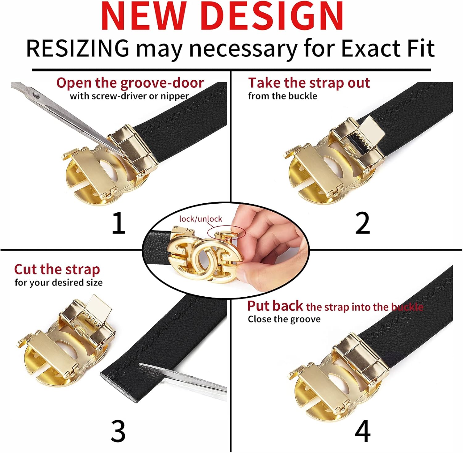 ARIMIA Fashion Mens Real Leather Ratchet Belt Black Adjustable Length Full Grain Soft Genuine Cowhide Strap 1.5 Inch Wide - Image 3