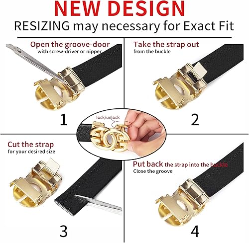 Miniatura 3 de ARIMIA Cinturón de trinquete de cuero real para hombre, longitud ajustable, correa de cuero de vaca suave de grano completo, 1.5 pulgadas de ancho