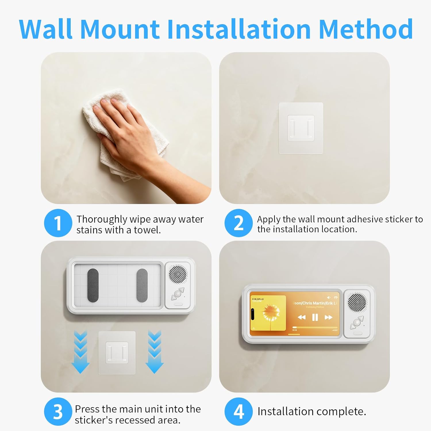 Shower Phone Holder Waterproof with Speaker Hole,360° Rotatable Shower Phone Case Holder,Anti Fog Phone Stand Mount for Bathroom Bathtub Kitchen Wall Mirror,for 4-7" iPhone 17 16 S25 Ultra