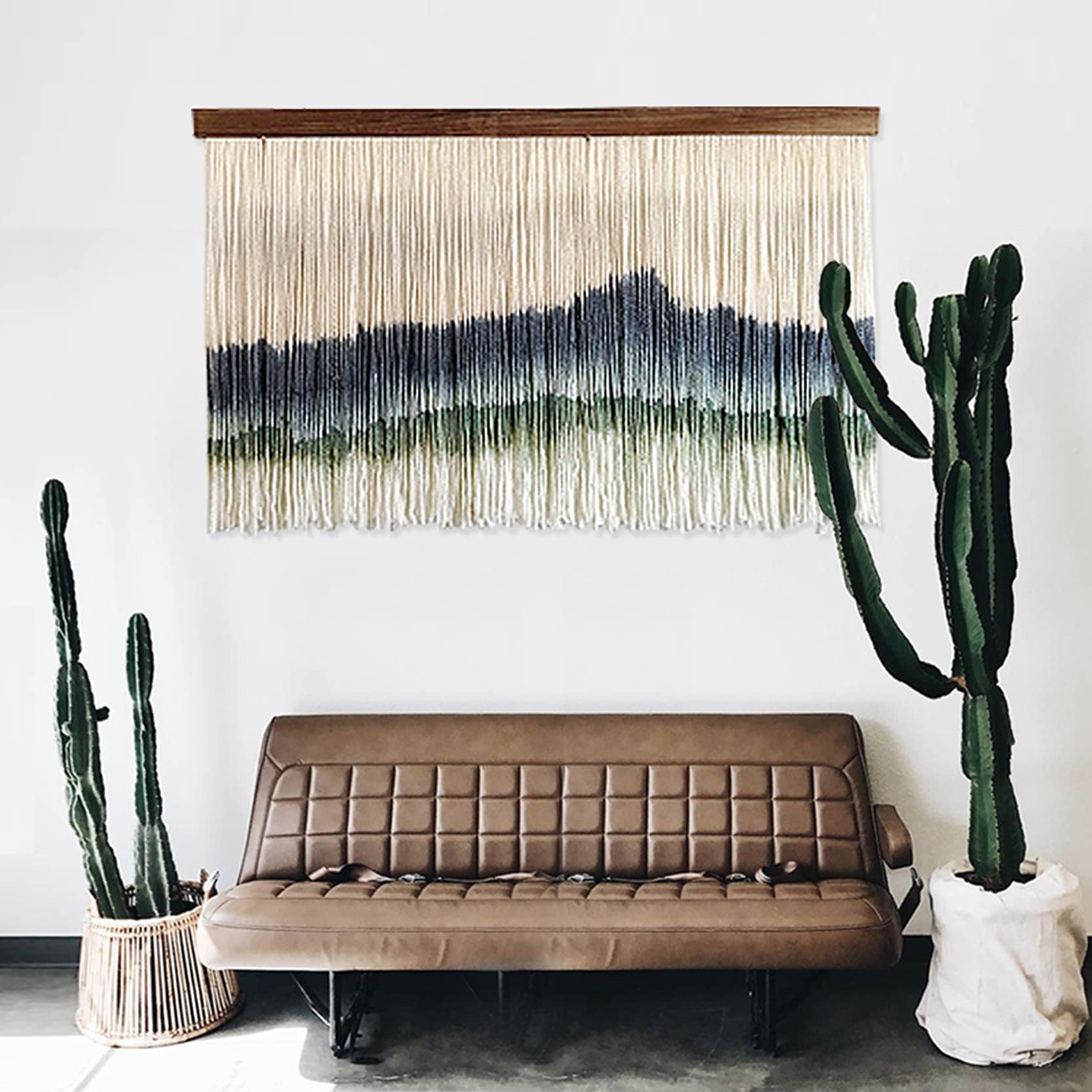 ZNKZJ Makramee Wandbehang Wandteppich Boho Dekor,Handgemachte Dip gefärbte Makramee Wandteppich Kunst Kunsthandwerk,Baumwollseil Textil Wandbehänge Wandteppiche Wohnkultur,A-120x90cm