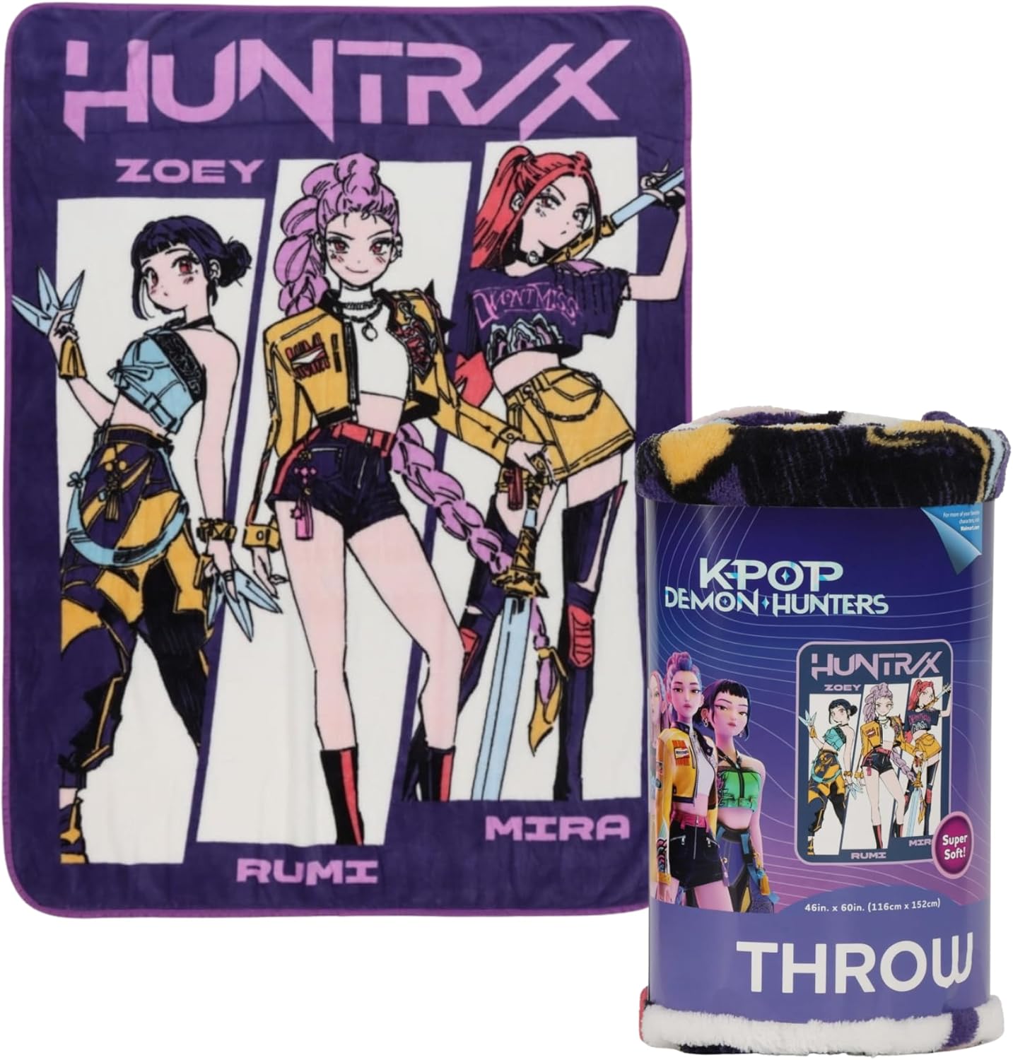 Kpop Demon Hunters Characters Throw Blanket, 46x60 Inches, Super Soft Plush