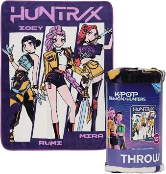 Kpop Demon Hunters Characters Throw Blanket, 46x60 Inches, Super Soft Plush