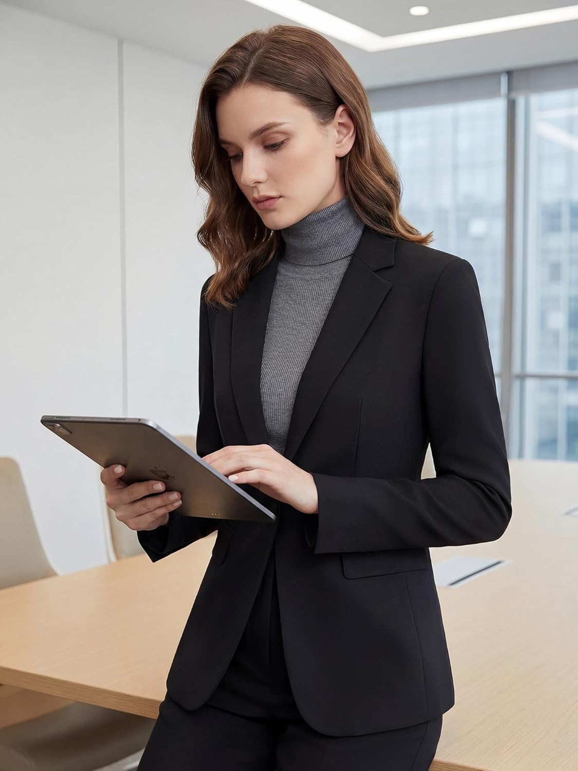 Women's 2 Piece Pants Suit - Wrinkle-Free Business Casual Blazer Set - Professional... - Image 8