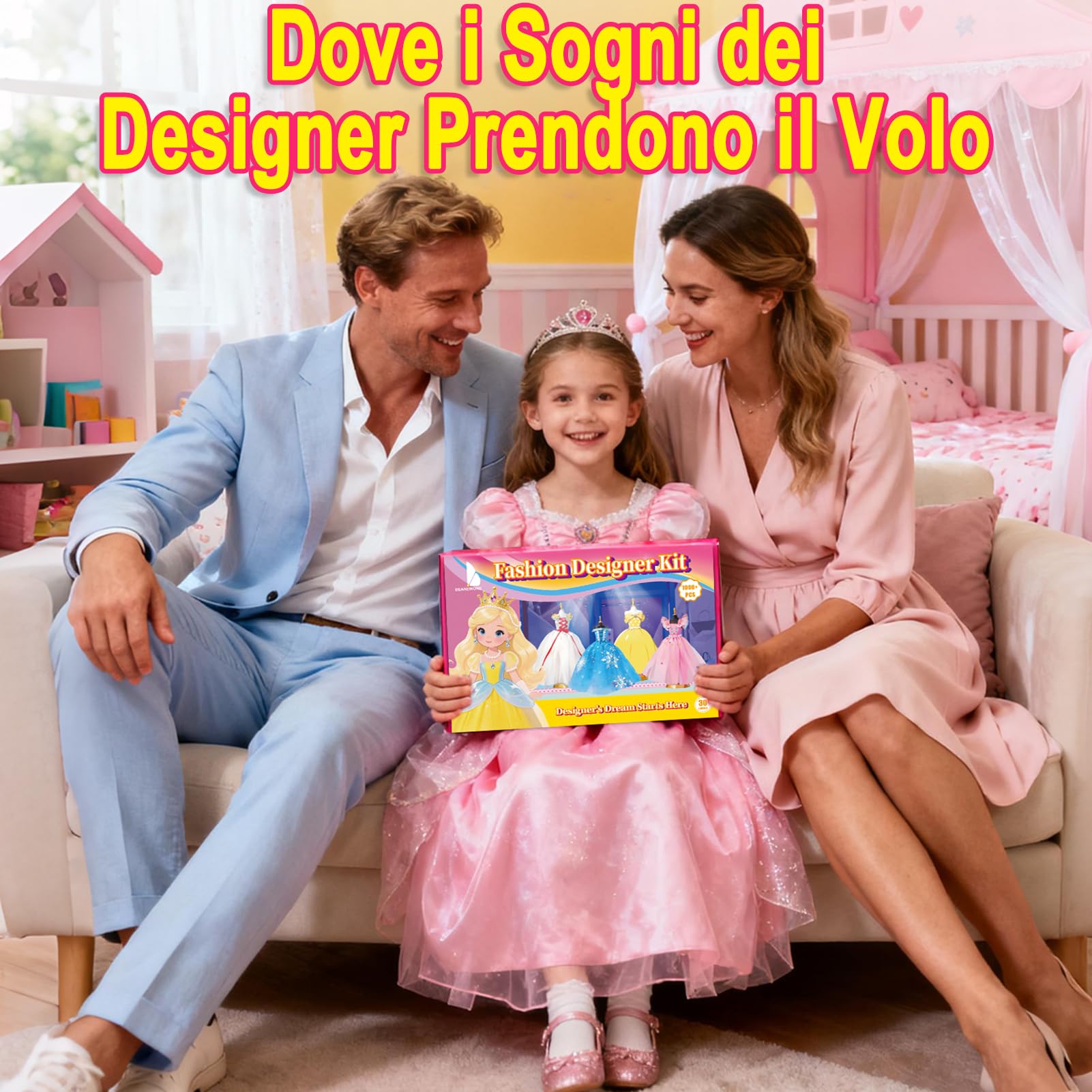 Beanewone Fashion Designer Kit 1000+ Pezzi, Kit Cucito Bambina Include 30 Pezzi di Tessuto e 6 Manichino, Kit di Design di Moda per Ragazze 6 Anni, Arte e Artigianato Creativi 6 7 8 9 10 11 12+ Anni