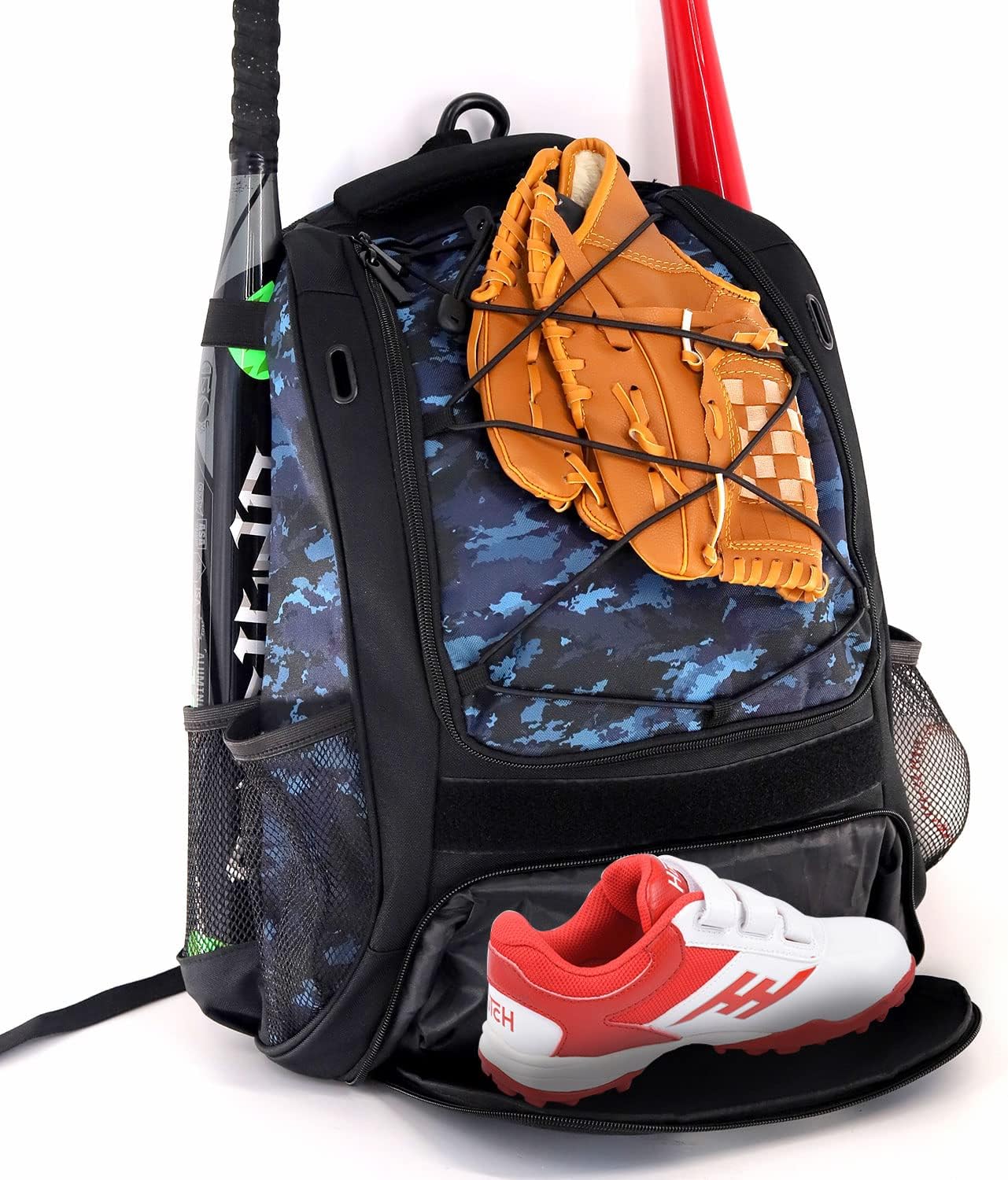 Wolt | Youth Baseball Bag - Bat Backpack for Baseball, T-Ball & Softball Equipment & Gear, Bat & Glove Holder, Large Main Compartment for Helmet & accessories, Separate Shoes Compartment, Fence Hook
