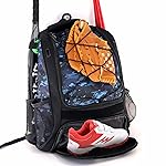 WOLT | Youth Baseball Bag - Bat Backpack for T-Ball & Softball Equipment & Gear, Bat & Glove Holder, Large Main Compartment for Helmet & accessories, Separate Shoes Compartment, Fence Hook (CamoBlue)