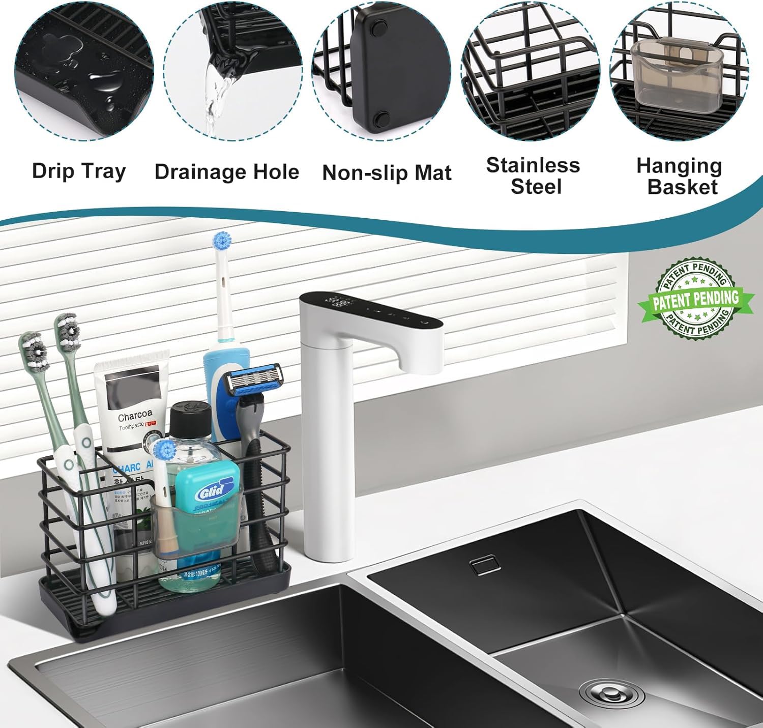Soporte para cepillos de dientes para baños, soporte de acero inoxidable para cepillo de dientes eléctrico para niños, soporte para pasta de dientes para accesorios de baño, organizador con bandeja