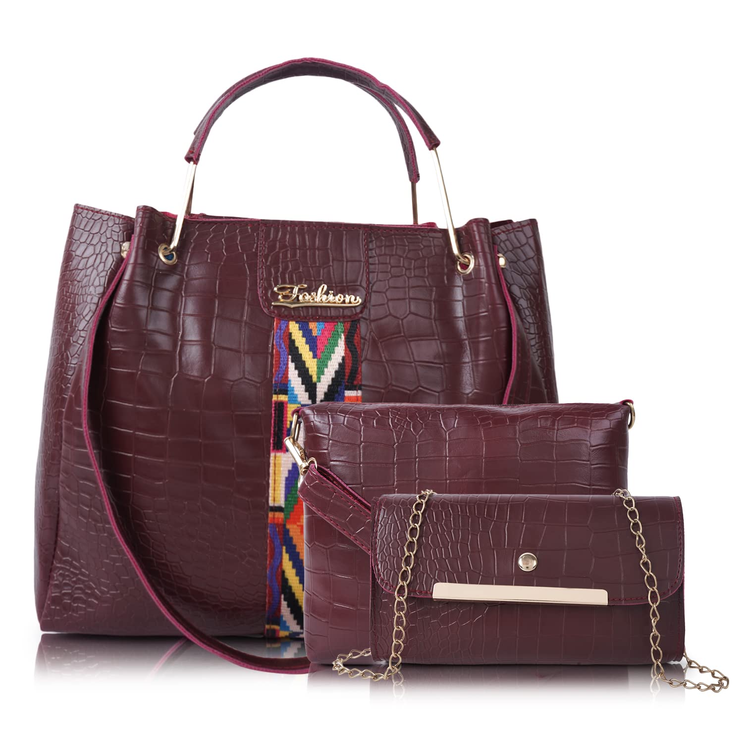 Envias Leatherette Handbags For Womens Ladies Combo Of 3 (D-56-Maroon) (B0C2ZGYX5G) Amazon Price History, Amazon Price Tracker