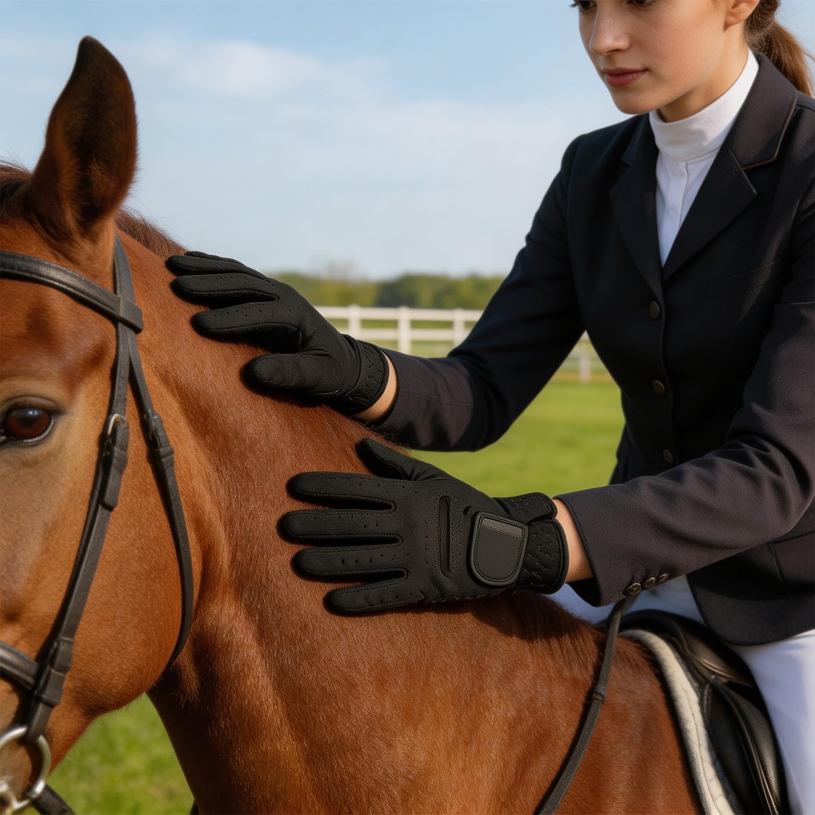 Guantes de equitación antideslizantes, transpirables, ligeros, guantes deportivos para entrenamiento y competición, resistentes al desgaste