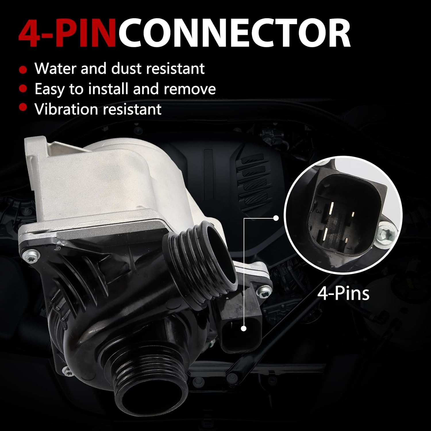 11517632426 Electric Engine Water Pump Compatible with BMW X3 X4 X5 X6 335i 535i 535i xDrive 640i 740Li Z4 ActiveHybrid 5/7 2008-2018 3.0L L6, fit N54 N55 Engine, Replaces#11517586929 A2C59514607