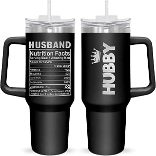 Christmas Birthday Gifts for Husband from Wife - Insulated 40 oz Tumbler with Straw and Handle - Anniversary Wedding Gifts for Him Husband, Travel Coffee Tumbler for Men