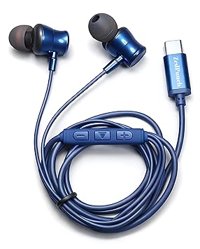 ZedPunch Gaming Type-C Wired Magnetic Earphone with HD Mic, 3-Button Control, Premium Sound Quality, Powerful Heavy Deep Bass for Android USB-C Devices, Blue