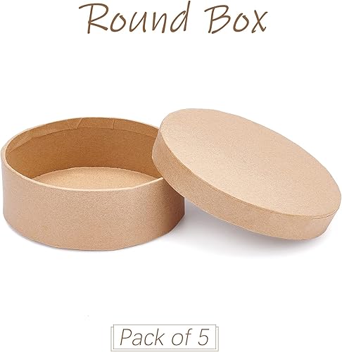 Miniatura 5 de BENECREAT Cajas redondas planas de papel maché de 5 tamaños, apilables, caja de regalo de papel para galletas de chocolate, Halloween, Navidad,