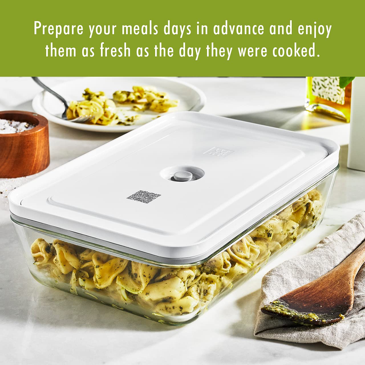 ZWILLING Fresh & Save - Plato de cristal para gratinado al vacío, contenedor hermético de almacenamiento de alimentos