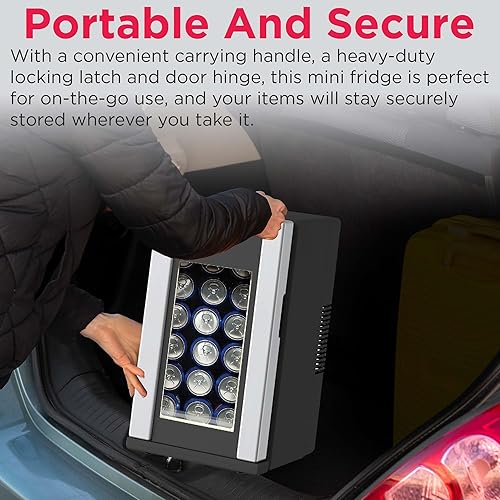 Miniatura 7 de Frigidaire EFMIS567_AMZ, Mini refrigerador de bebidas retro. 18 latas o 4 botellas de vino, nevera termoeléctrica para bebidas - Acero inoxidable