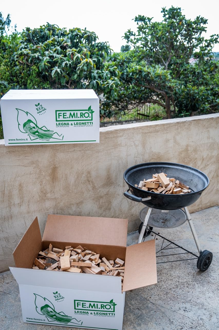 FEMIRO Legna da Ardere in Legnetti Accendifuoco Faggio e Abete BIGMATT – 1 Scatola da 20 kg – Accendi Camino per Camini, Stufe, Forni e Barbecue – Confezione Pulita e Pratica