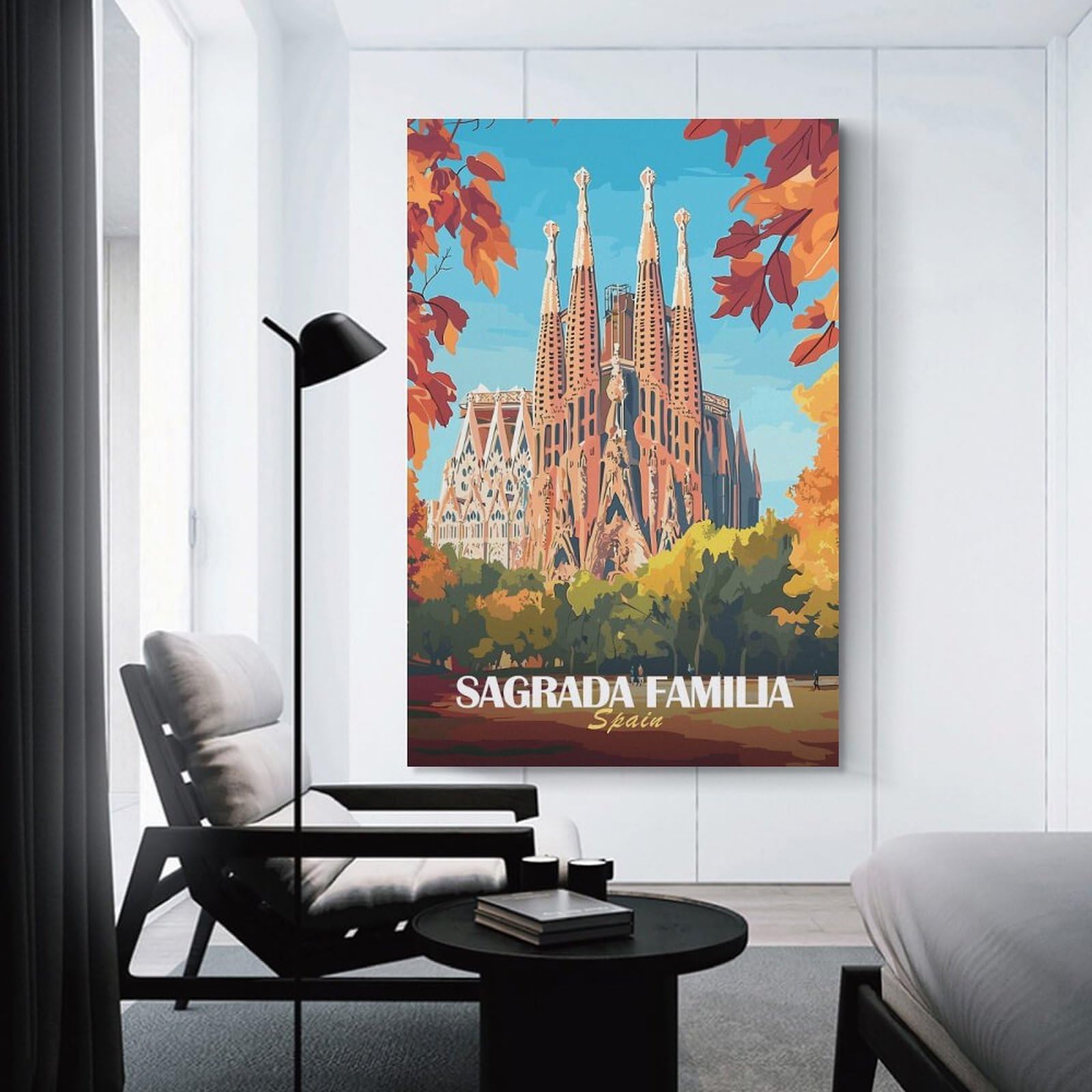 Junmoney Sagrada Familia Barcelona Decorative Wall Artwork, 08x12inch(20x30cm), for Home Lounge, Bedroom Or Reading Nook, Easy Decor for Gallery Walls