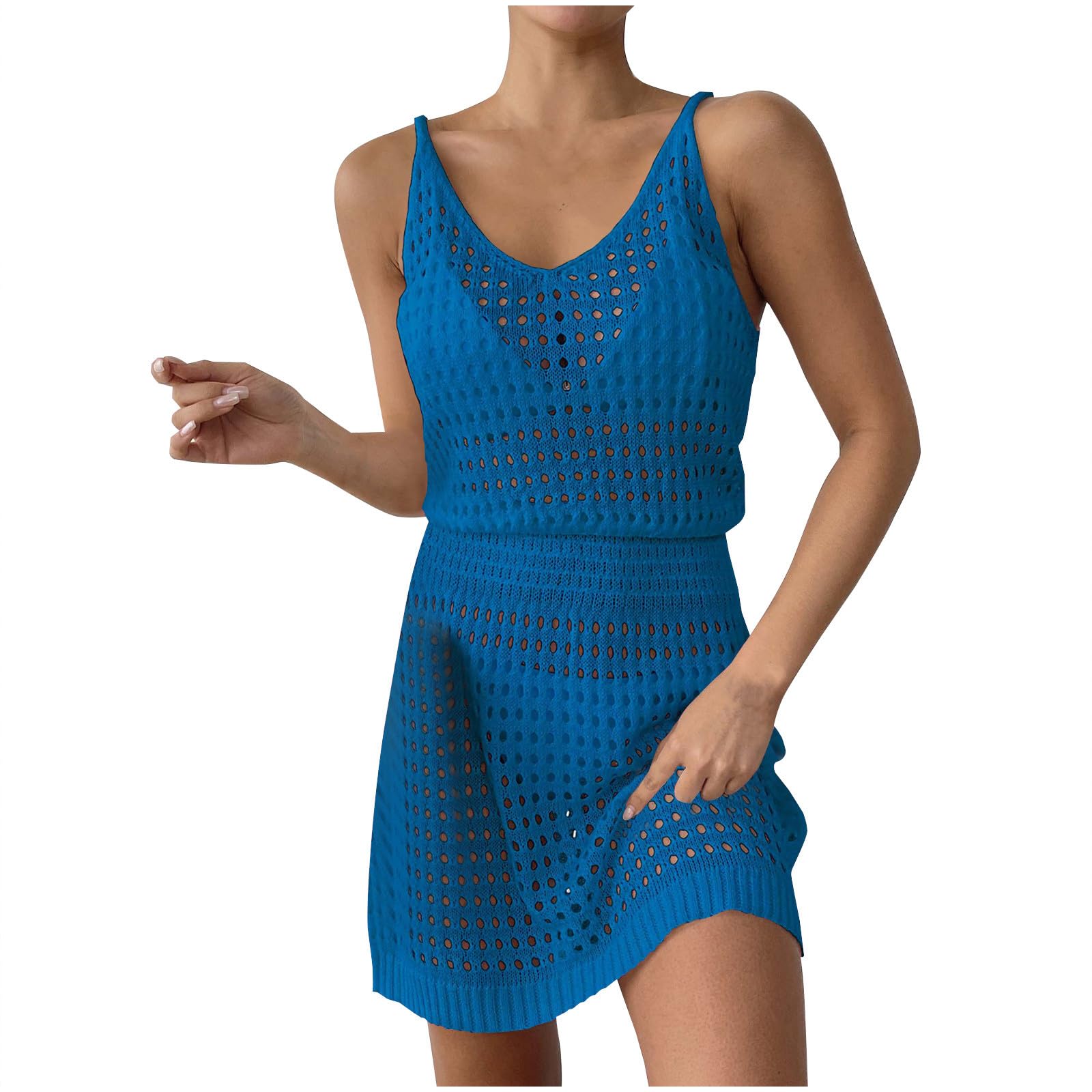 Beach Cover Ups Women Summer Crochet Hollow Out Knit Bathing Suit Beach Vacation Outfits Swim Dresses for Women
