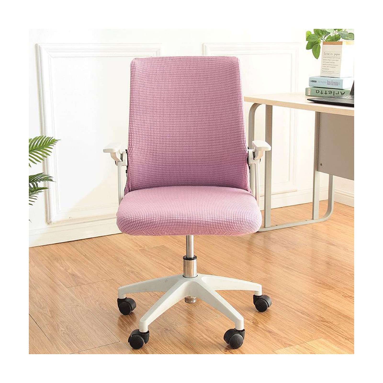 Funda para Silla de Oficina Pequeño/Mediano/Grande con Brazos, Fundas para Sillas de Escritorio Giratoria Universal Cubiertas Silla Computadora Office Chair Seat Cover,Rosado,1Large