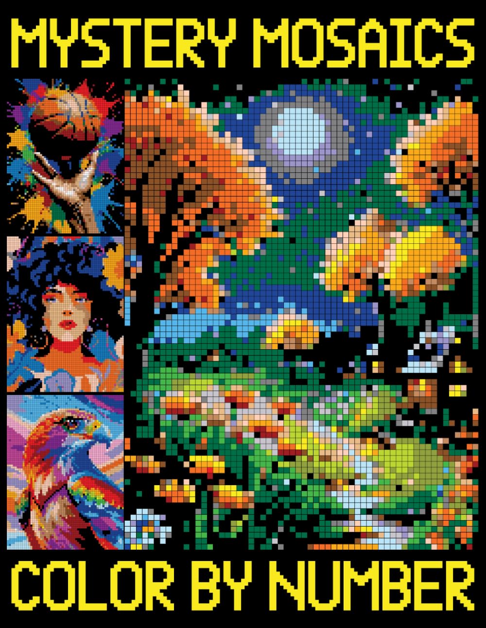 Mystery Mosaics Color by Number: Pixel Puzzles & Color Quests Coloring Book, Gift for Adults