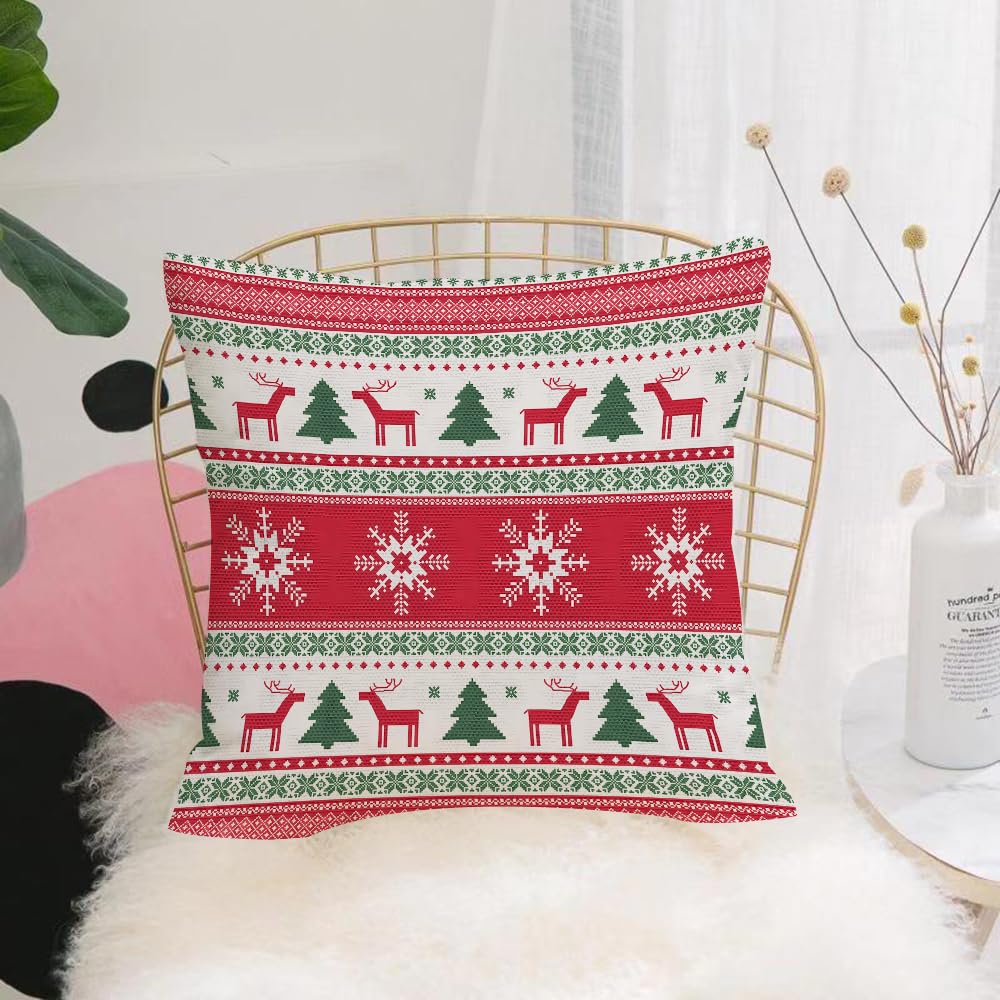 HYMSXW Cushion Cover,Throw Pillow Case Home Decorative for Living Room Bedroom Sofa Chair 20X20 Inch,Christmas and Winter knitted seamless pattern or card with deer - scandynavian,Pillowcase 50X50cm
