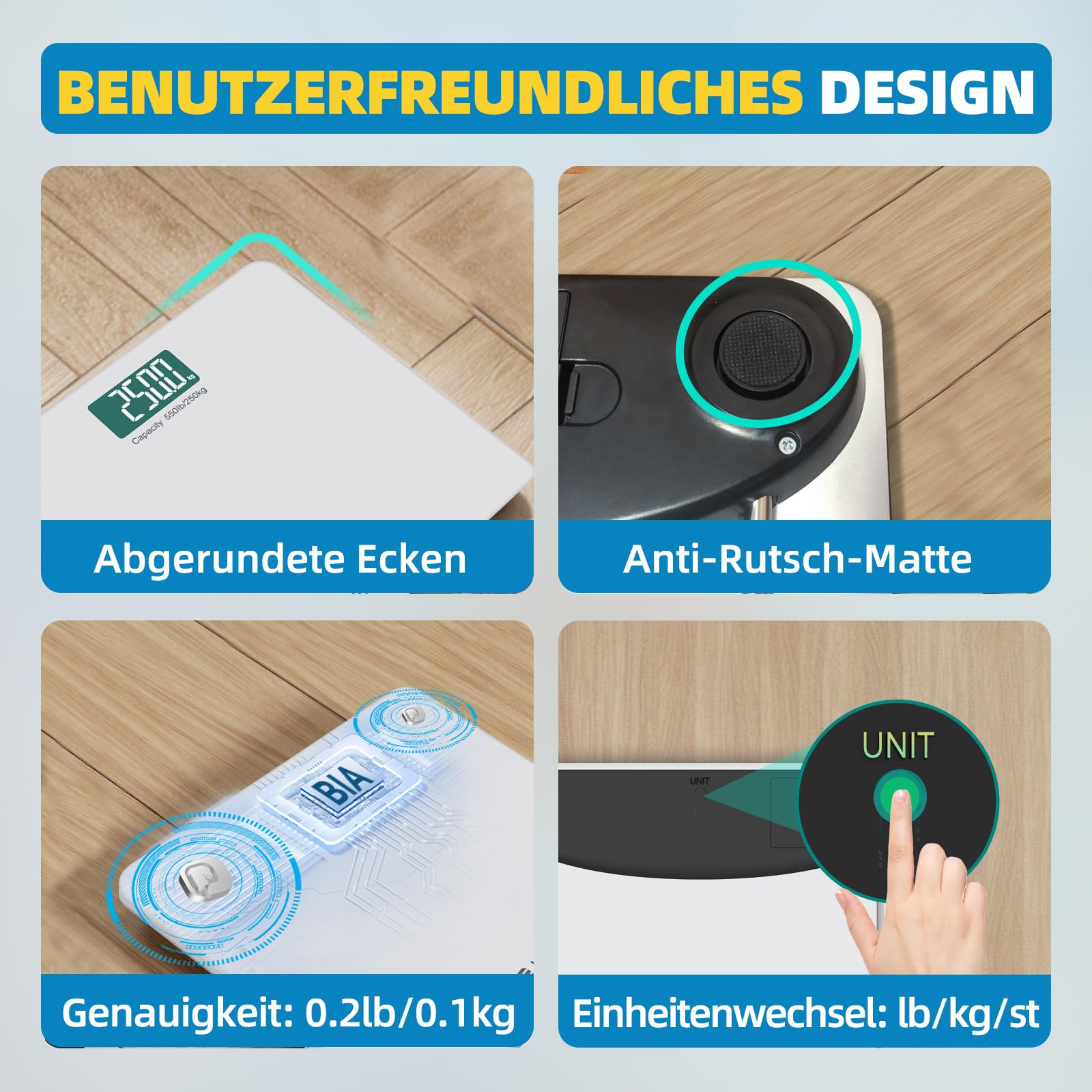 Lepulse Bilancia Pesapersone Digitale in Vetro Temperato, 33x30cm, Max 250kg, Pesa Persone Professionale Bilancia Smart con app, Digitale Bluetooth, Graduazione di Precisione Ogni 100g, per Peso, BMI