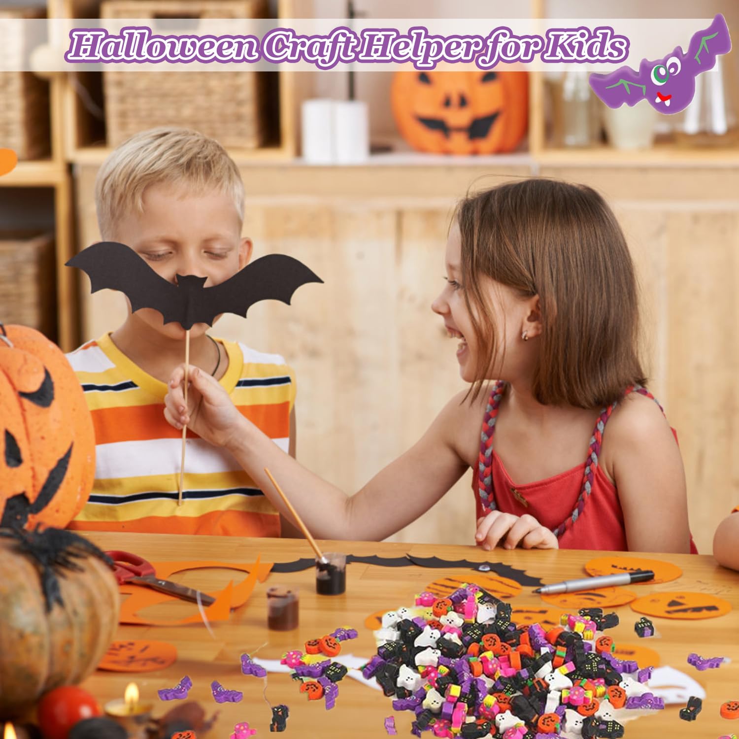 Mini gomme da cancellare di Halloween per bambini, a forma di zucca, dolcetto o scherzetto per feste di Halloween, mini premi decorativi per la scuola, 100 pezzi