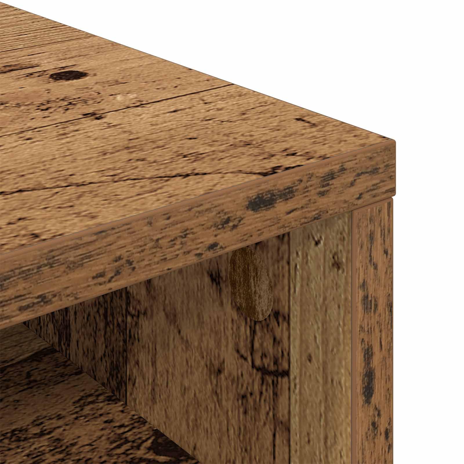 Mobile basso con cassetti, effetto legno anticato, larghezza 102 cm, mobile TV con 3 cassetti e 2 ripiani, credenza per soggiorno, mobile multimediale vintage in legno
