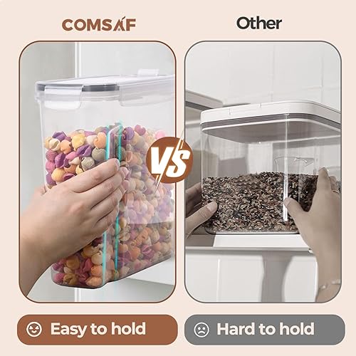 Miniatura 6 de ComSaf Juego de 3 recipientes de almacenamiento de cereales, recipientes herméticos para alimentos con tapa para arroz para mascotas, dispensador de