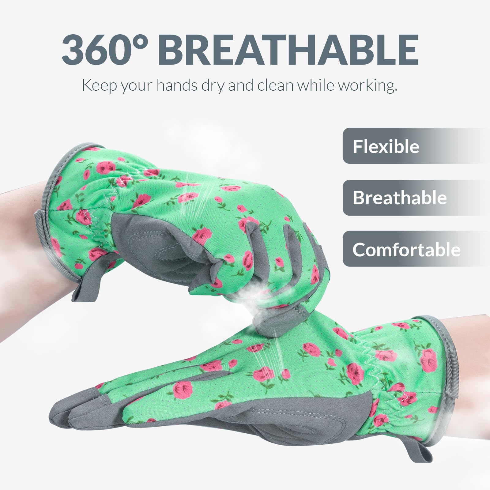 Baidast Guantes de jardinería para mujer, a prueba de espinas, guantes de jardín para mujeres para excavar, plantar, rastrillar y podar