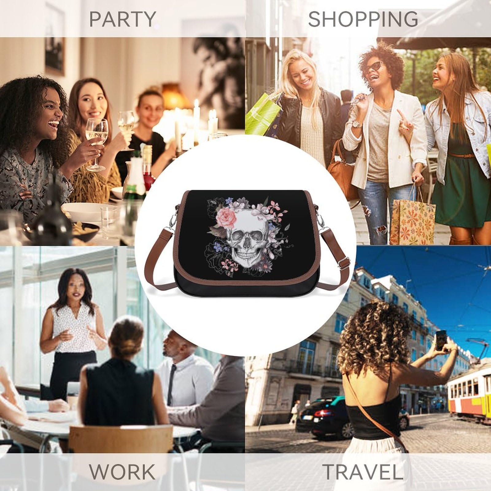 Amazon.co.jp: スカル ドクロ柄 髑髏柄 ショルダーバッグ PUレザー