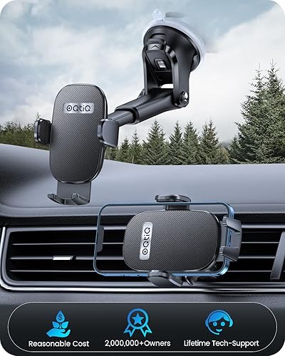 Miniatura 7 de OQTIQ Easy One Push - Tablero telescópico de brazo y parabrisas y ventilación soporte universal para teléfono de automóvil para todos los teléfonos