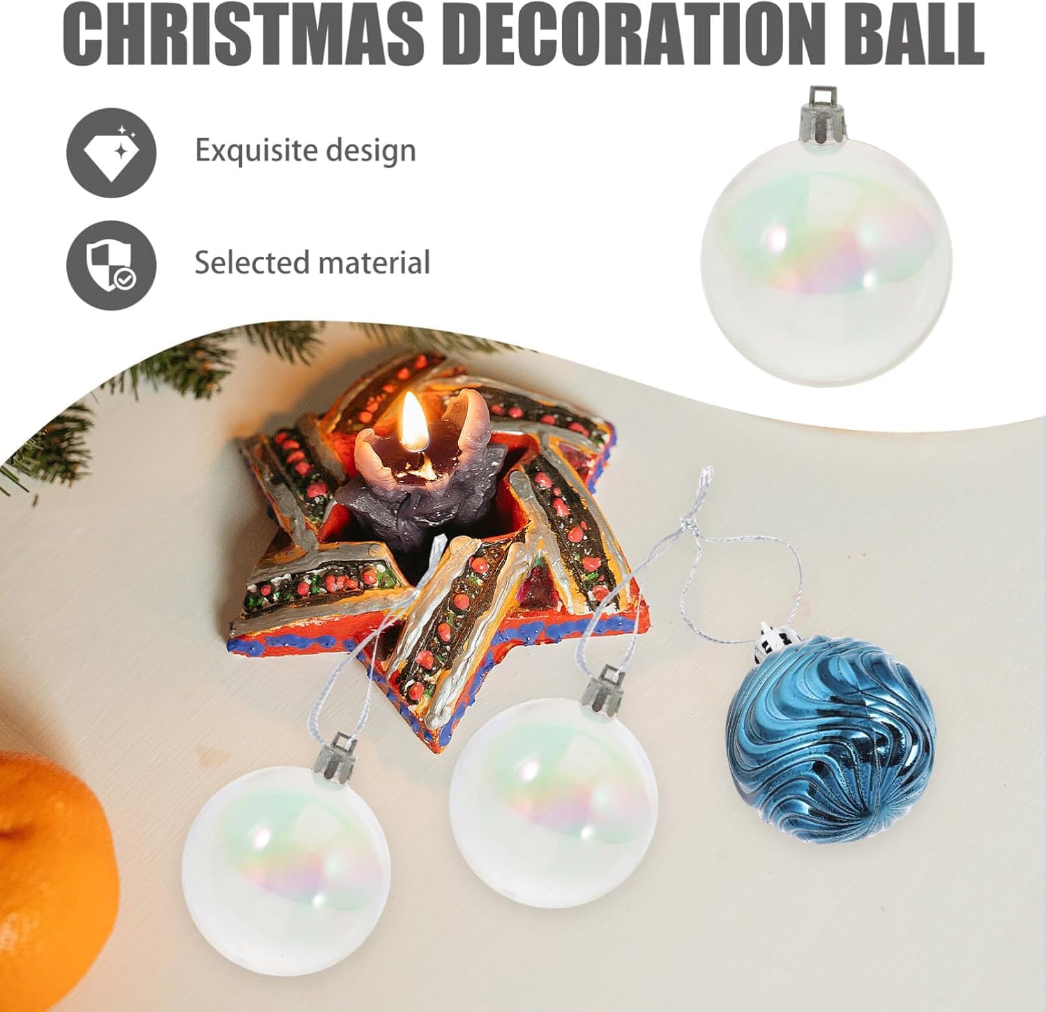 12 Stück Weihnachtskugeln Ornamente schillernde Ornamente Kugeln schillernde Christbaumkugeln Kunststoff DIY hängende Kugel Ornamente für Weihnachtsfeier (8 x 8 cm)