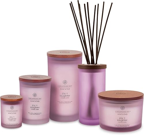 Miniatura 4 de Chesapeake Bay Candle Velas perfumadas, alegría + risa (dalia de arándano) y paz + tranquilidad (jazmín de cachemira), frascos medianos, decoración