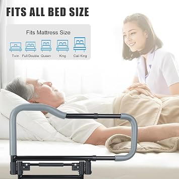 Bed Rails for Elderly Adults Safety, Heavy-Duty Adjustable Foldable Grab Bar Handrails, Elderlys Assistance Products, Fall Preventions Assist Handle Black