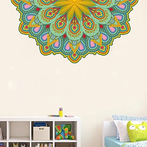 Miniatura 5 de OCXEQJX Calcomanías de pared creativas de media mandala, diseño de mandala, calcomanías de pared para despegar y pegar, colorido mandala bohemio,